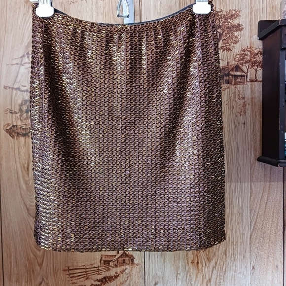 VNTG 90s Cache Glass Bead Embellished Brown Skirt Set Size Small - Picture 6 of 12